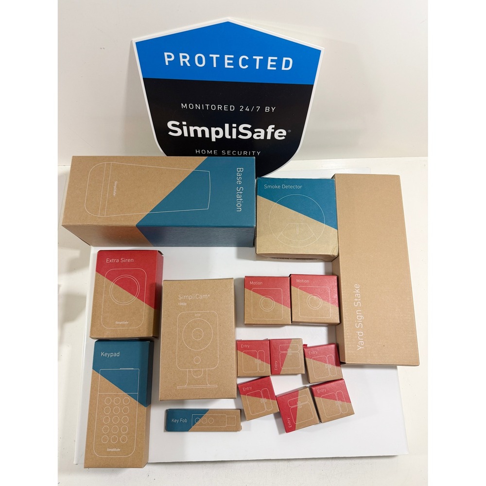 SimpliSafe Home Security System Bundle 14 Piece White New NIB Camera Sensors